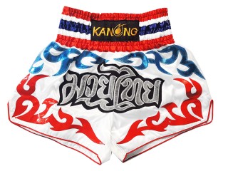 Kanong Muay Thai Kick boxing Shorts : KNS-122-White