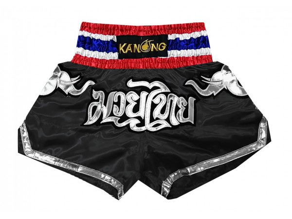 Kanong Muay Thai Kick boxing Shorts : KNS-125-Black
