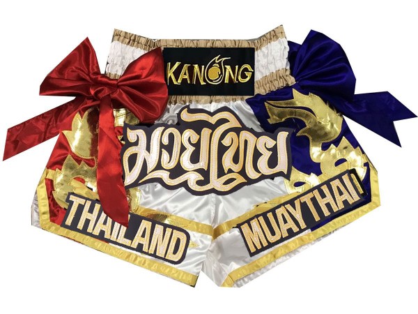 Kanong Muaythai Shorts : KNS-128-White