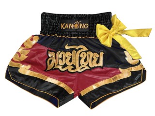 Kanong Muay Thai boxing Shorts : KNS-130-Black-Maroon