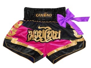 Kanong Muay Thai Shorts : KNS-130-Black-Pink