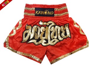 Kanong Kids Kickboxing Shorts : KNS-121-Red-K
