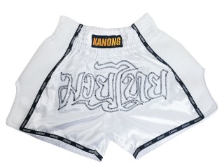 Kanong Retro Muay Thai boxing Shorts : KNSRTO-206-White