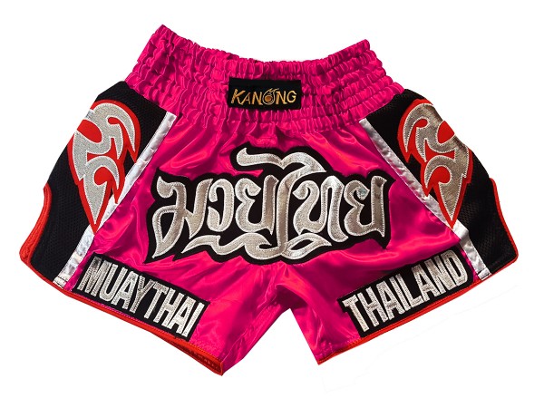 Kanong Retro Muay Thai boxing Shorts : KNSRTO-207-Pink
