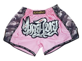 Kanong Womens Retro Muay Thai Shorts : KNSRTO-231-Pink