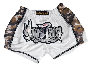 Kanong Womens Retro Kickboxing Shorts : KNSRTO-231-White