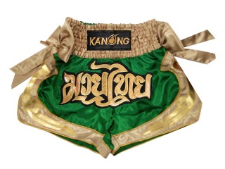 Kanong Kickboxing Shorts : KNS-132 Green and Gold