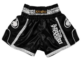 Kanong Retro Muay Thai Fight Shorts : KNSRTO-208 Black