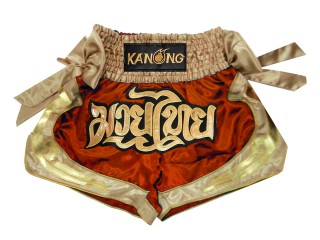 Kanong Womens Muay Thai Shorts : KNS-132 Orange and Gold