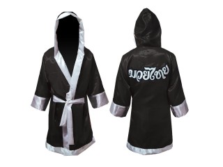 Customize Kick boxing Robe with hood : Black