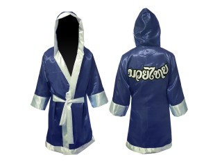 Customize MuayThai boxing Robe with hood : Navy