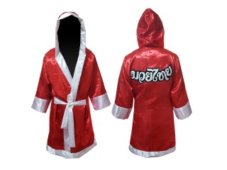 Customize  MuayThai boxing Robe with hood : Red
