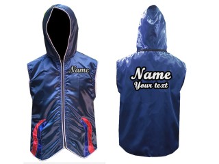 Personalized Mens  Boxing Hoodies / Walk in Jacket with hood : KNHOD-138 Navy