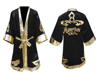 Personalized Muay Thai Robe : KNFIR-121 Black/Gold