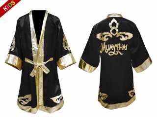 Personalized Thai Boxing Robe for Kids : Black/Gold