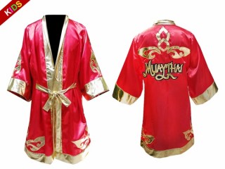 Personalized Thai Boxing Robe for Kids : Red and Gold